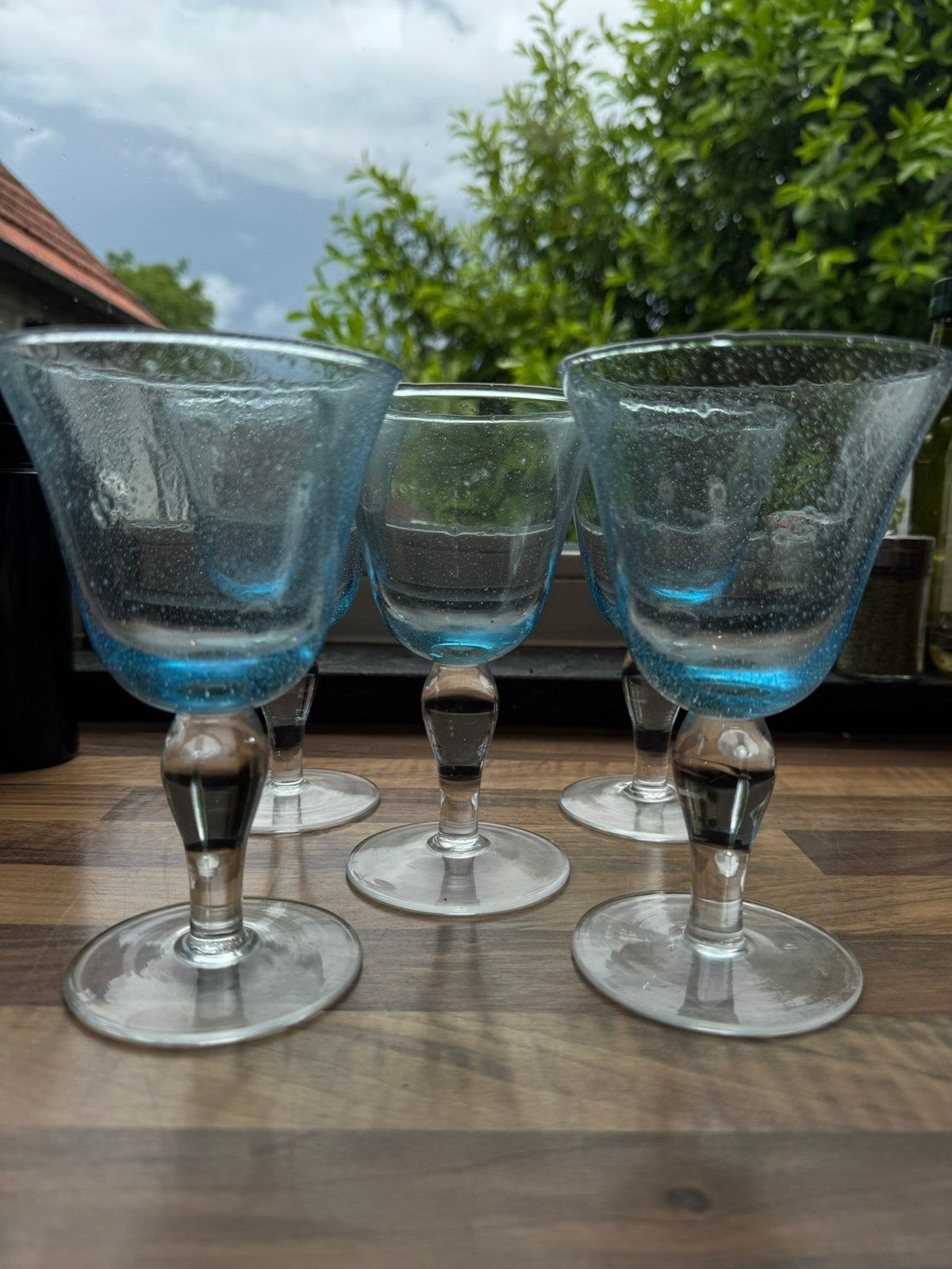 Blauwe glazen ijscoupes, Antiek en Kunst, Antiek | Glas en Kristal, Ophalen