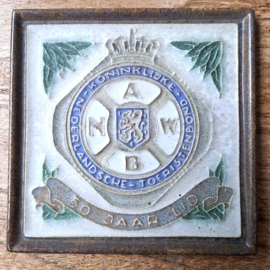 ANWB 50 jaar lid tegel Royal Delft Vintage Antiek, Antiek en Kunst, Ophalen of Verzenden