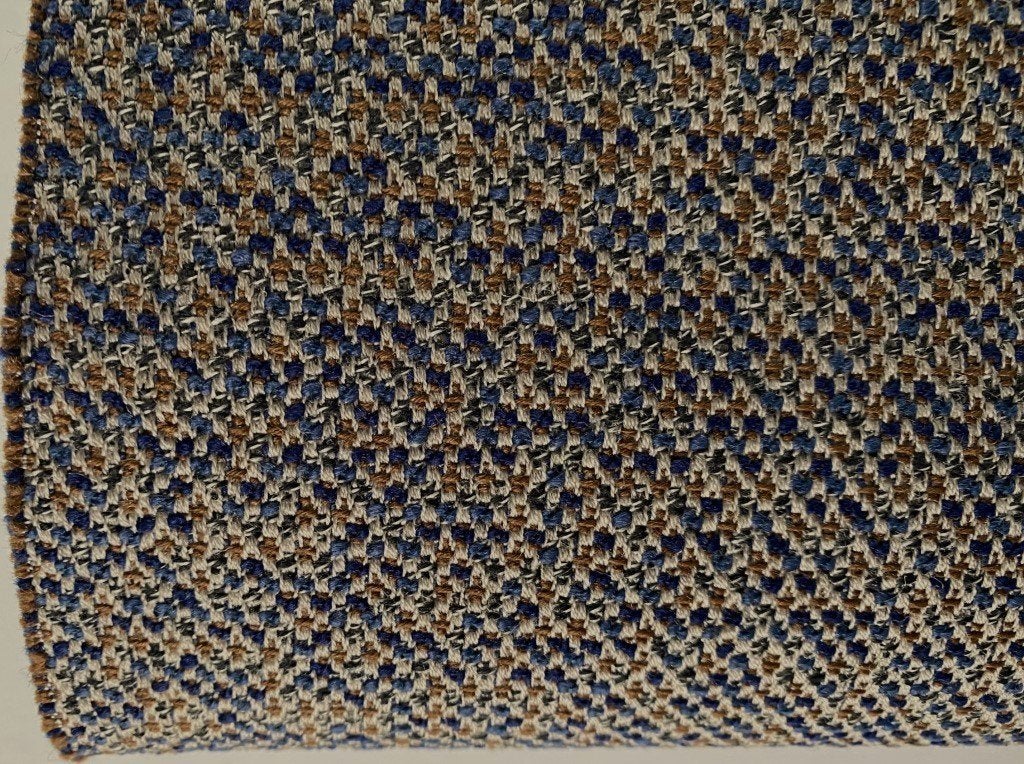 ROHI Mica Crisp; blauw+beige+bruin; 2x restant meubelstof, Wol, Blauw, 120 cm of meer, Nieuw
