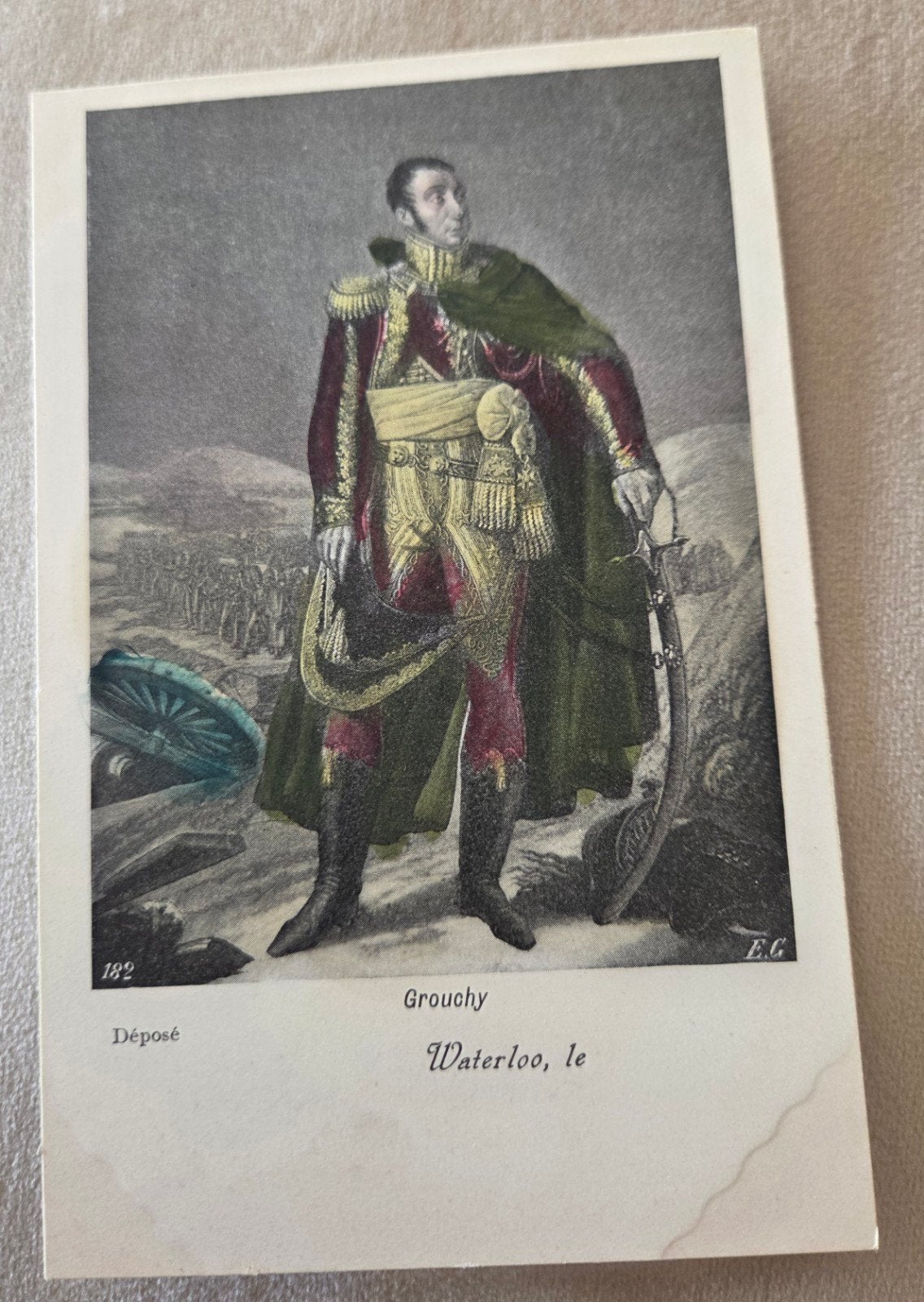 Oude prentbriefkaart Grouchy Waterloo, le - Voor 1920, Verzamelen, Verzenden, Voor 1920, Ongelopen, Politiek en Historie
