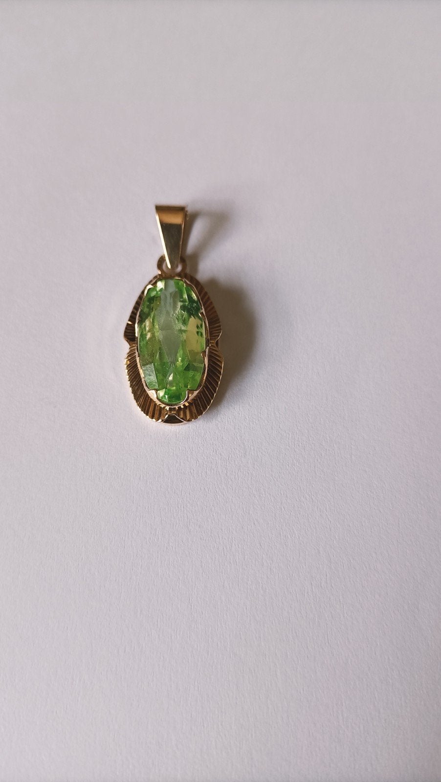 Gouden hanger met Groene Amethist, 14 krt, Verzenden, Goud, Hanger, Met edelsteen
