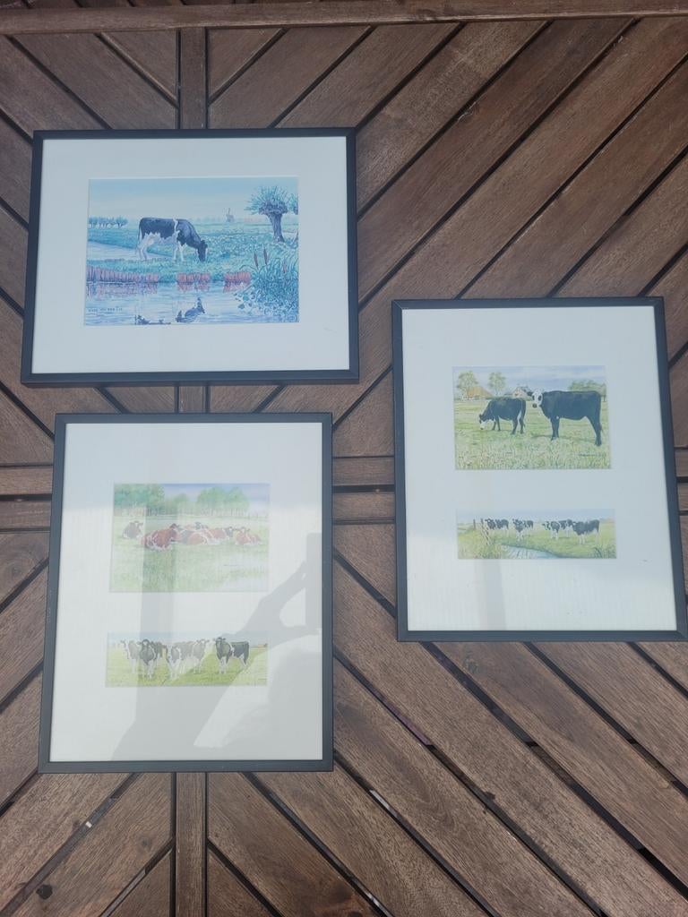 Origineel schilderij Wiebe van der Zee uit 2002 - Koeien, Ophalen of Verzenden