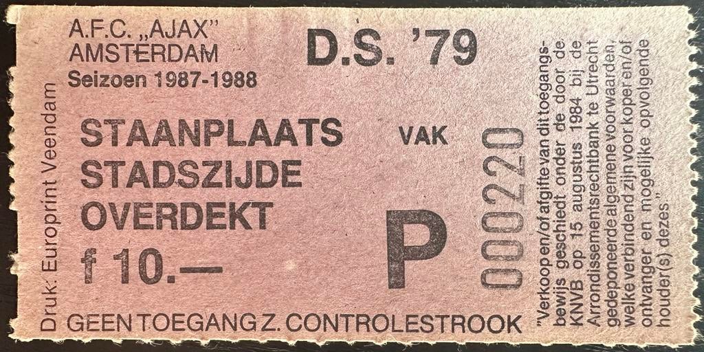 Ticket 87-88 Ajax - DS’79, Verzamelen, Sportartikelen en Voetbal, Verzenden, Gebruikt, Ajax, Overige typen