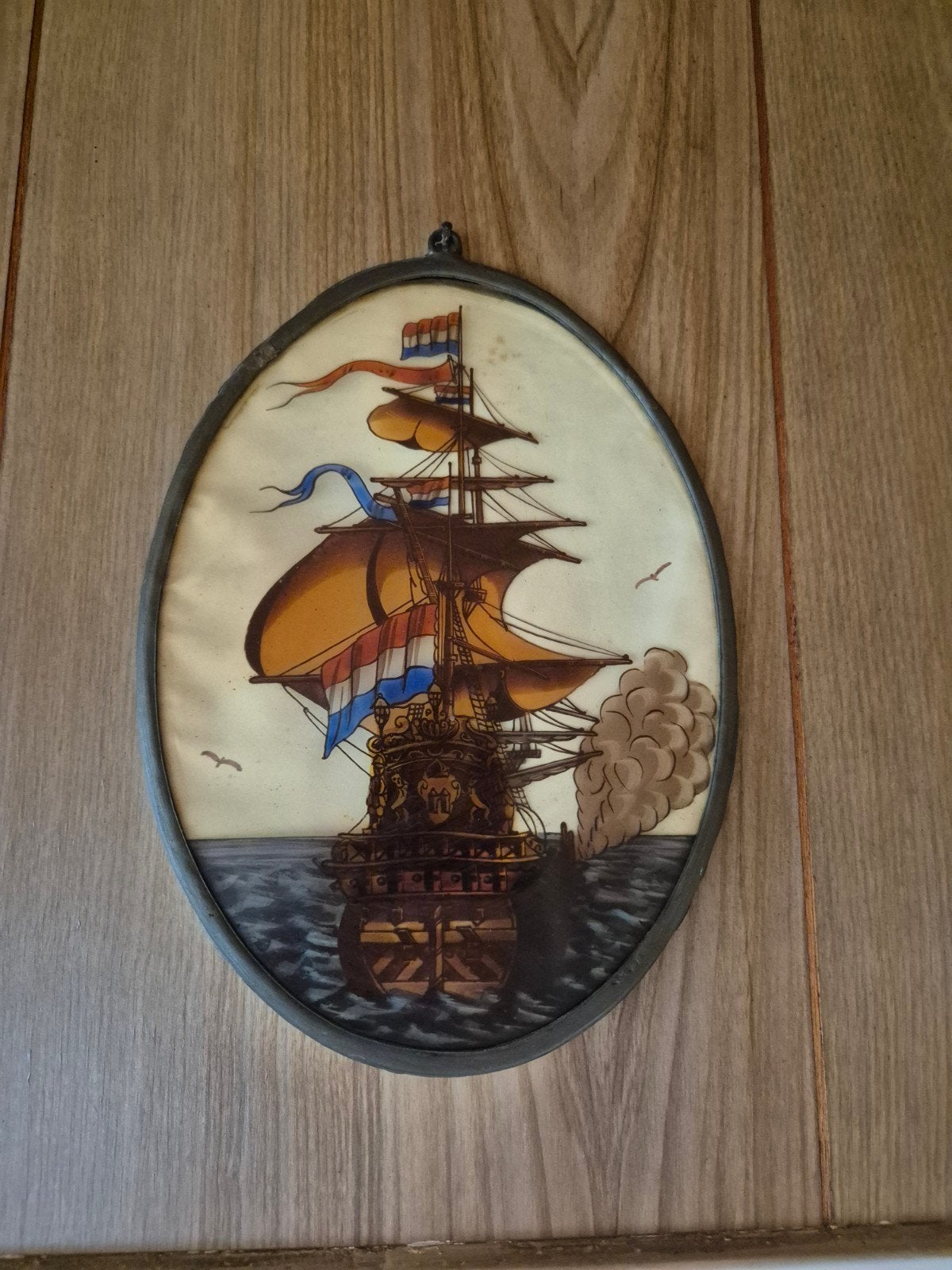 2x Antieke Glas-in-lood Schilderijen Hollandse Zeehelden, Ophalen