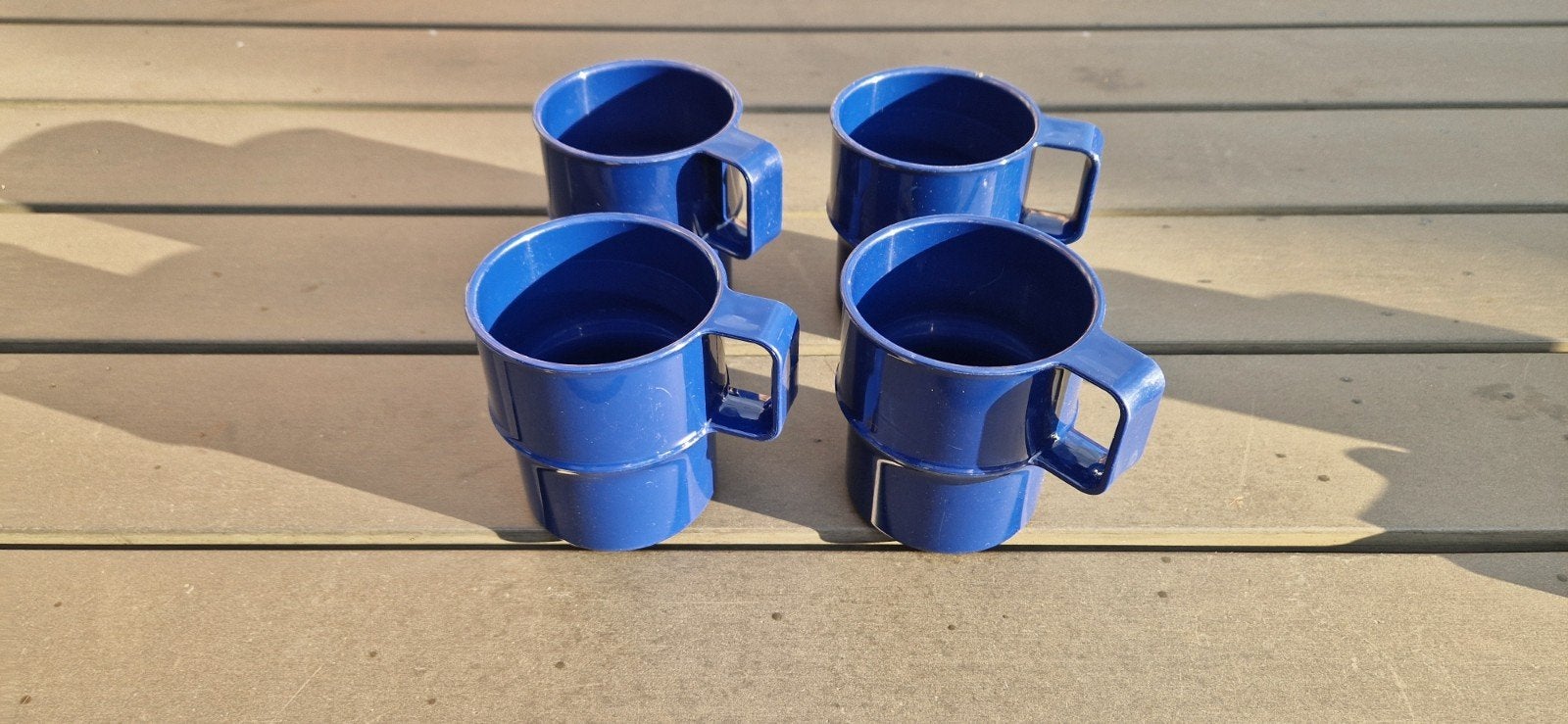 4 blauwe bekers - Mepal Rosti, Caravans en Kamperen, Ophalen of Verzenden, Gebruikt