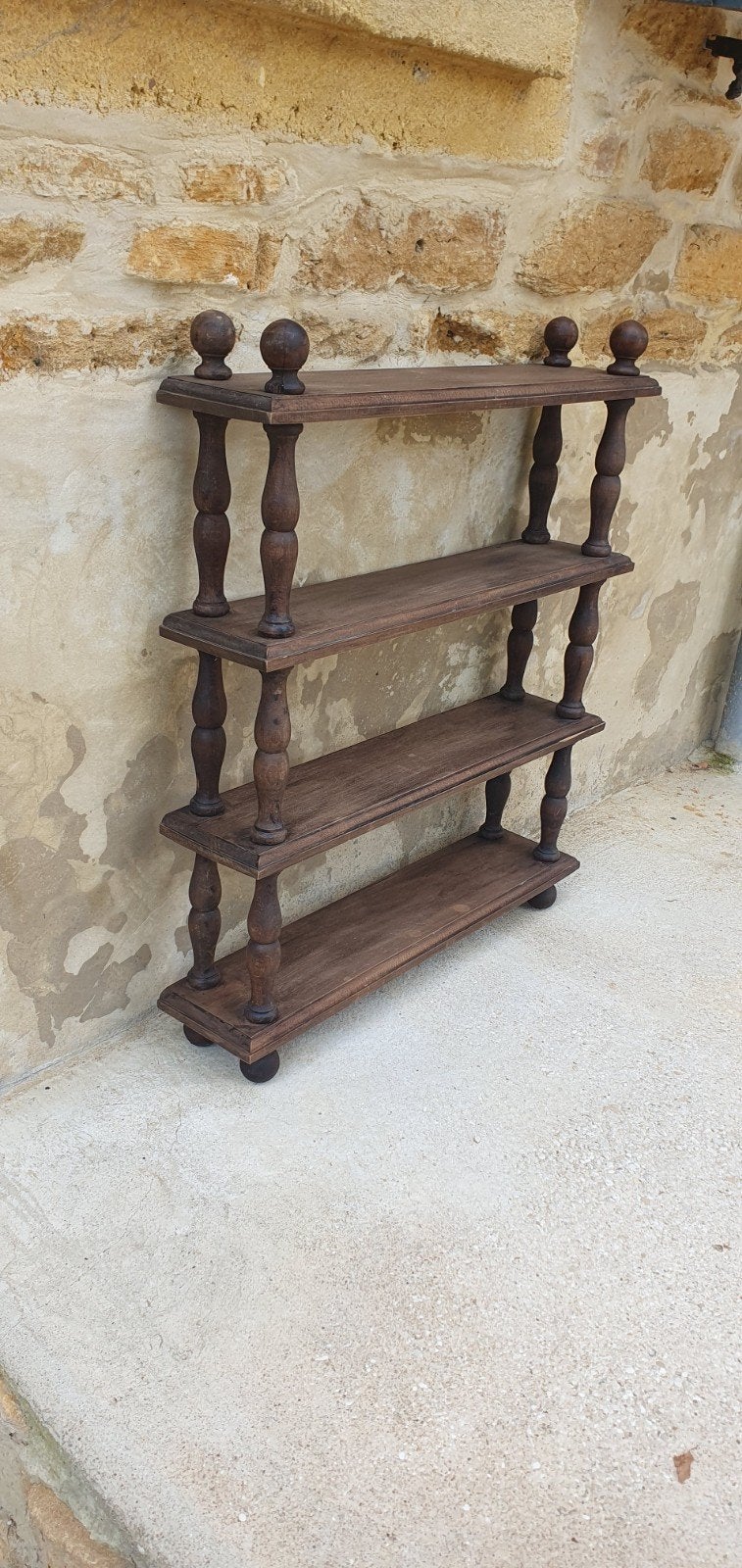 stevig massief houten wandrek etagere hang staand, Antiek en Kunst, Ophalen