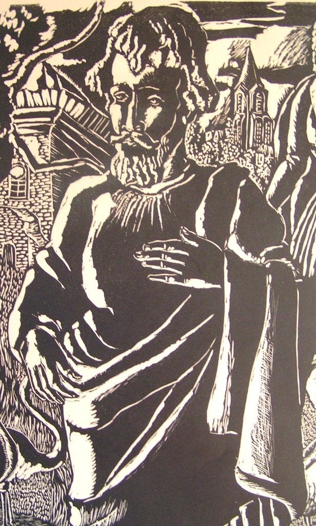 Hubert Bekman Edelman prachtige gravure - houtdruk unframed, 58 cm, 50 cm, Mythologie, Met tekst