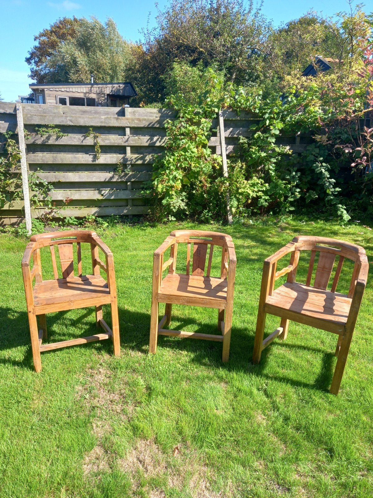 Oude Indiase kappersstoelen, Tuin en Terras, Ophalen, Gebruikt, Hout