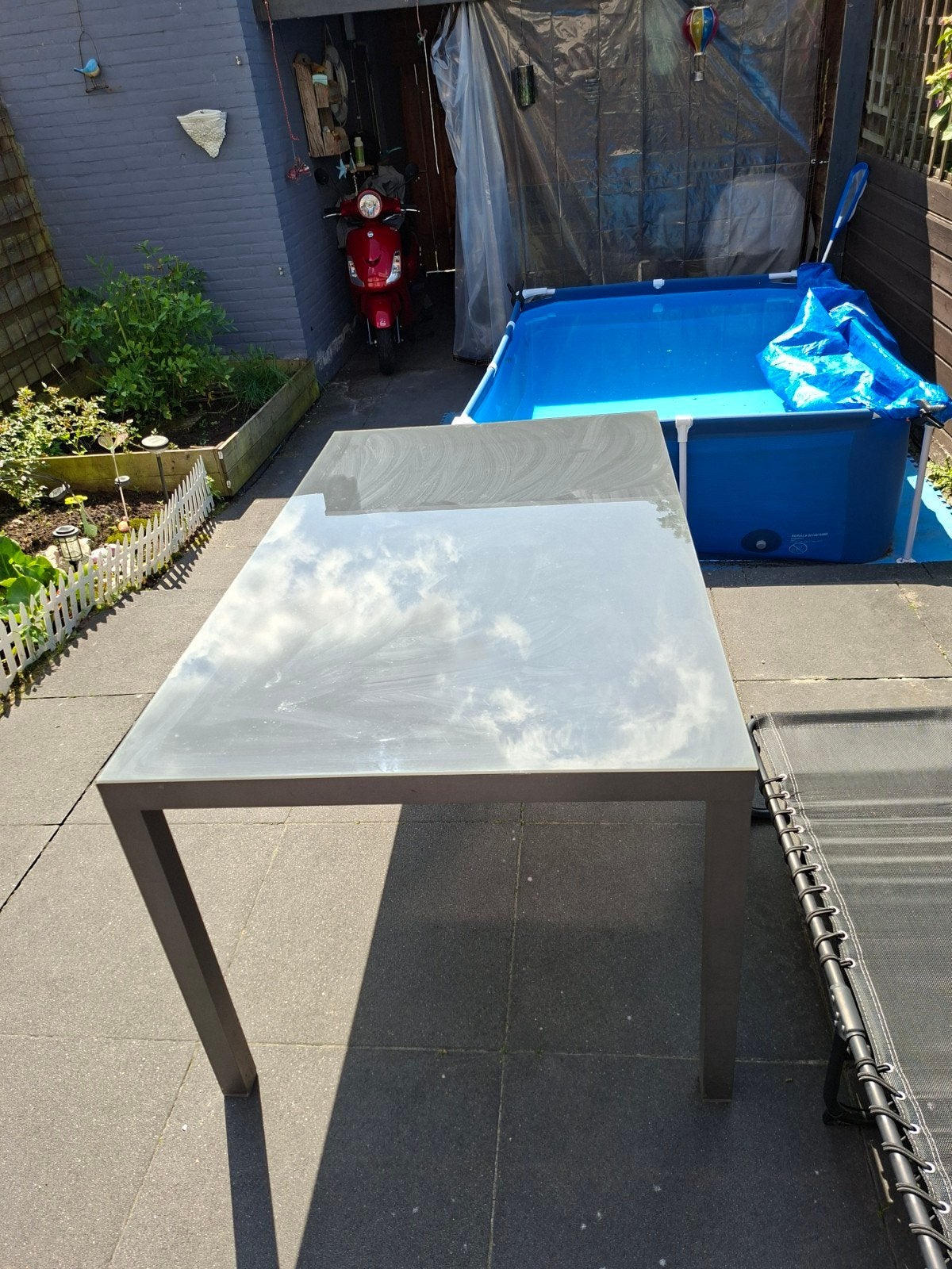 Glazen tuintafel - Modern en stijlvol, Ophalen, Gebruikt, Rechthoekig, Overige materialen