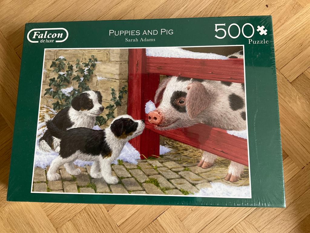 Falcon de luxe Puzzel Puppies en Varken 500 stukjes, Ophalen of Verzenden, 500 t/m 1500 stukjes, Zo goed als nieuw, Legpuzzel