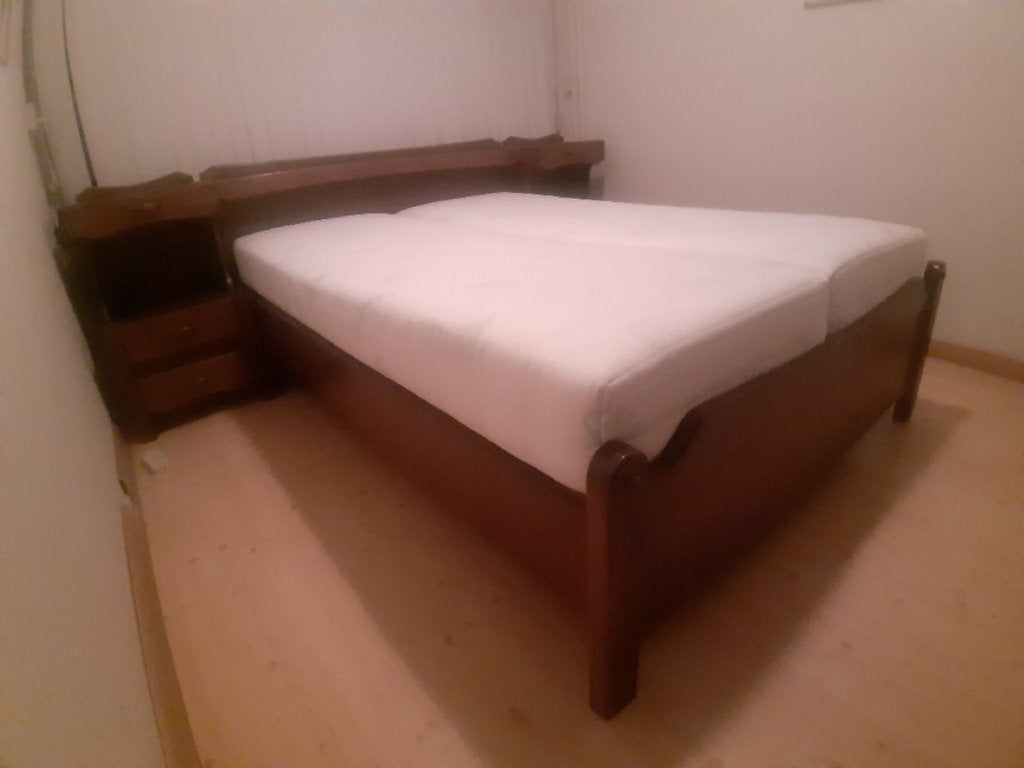 twee Persoonsbed Massief Eiken - bieden en ophalen, Ophalen, Bruin, Tweepersoons, 140 cm