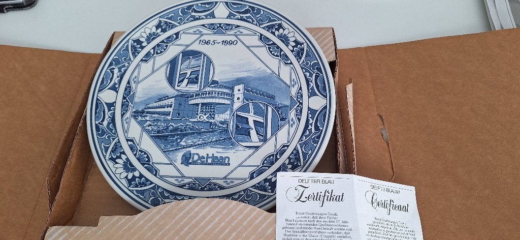 Delfts blauw jubileumjaar bord, 24 cm, Ophalen of Verzenden