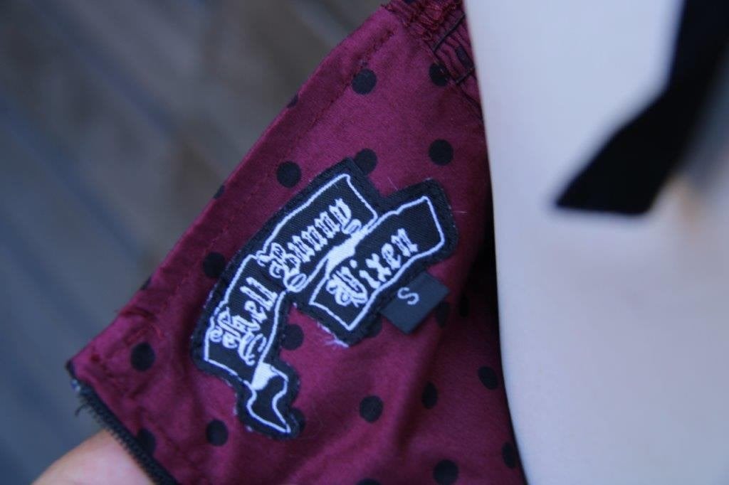 Jurk wijnrood/ zwart Hell Bunny mt S Vaste prijs, Ophalen of Verzenden, Zo goed als nieuw, Hell Bunny, Maat 36 (S)