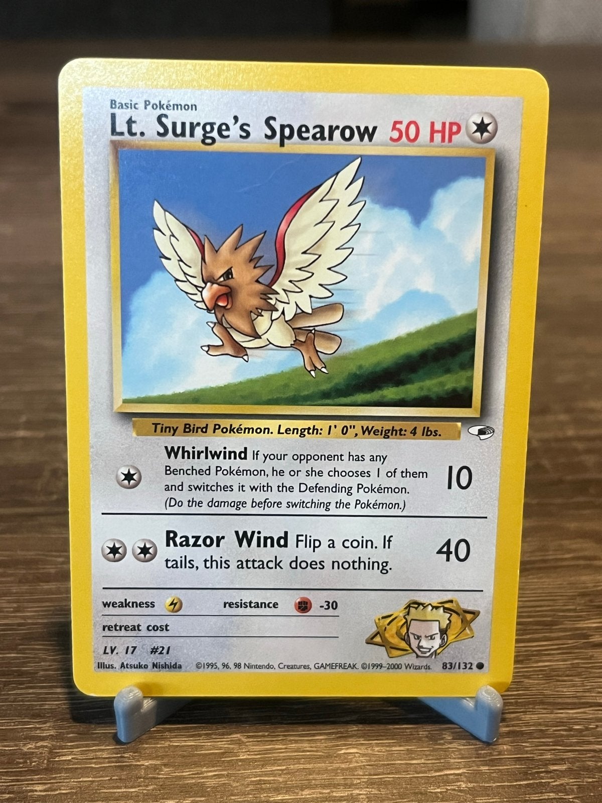 Lt. Surge’s Spearow (83/132) - Gym Heroes - EX, Ophalen of Verzenden, Zo goed als nieuw, Losse kaart
