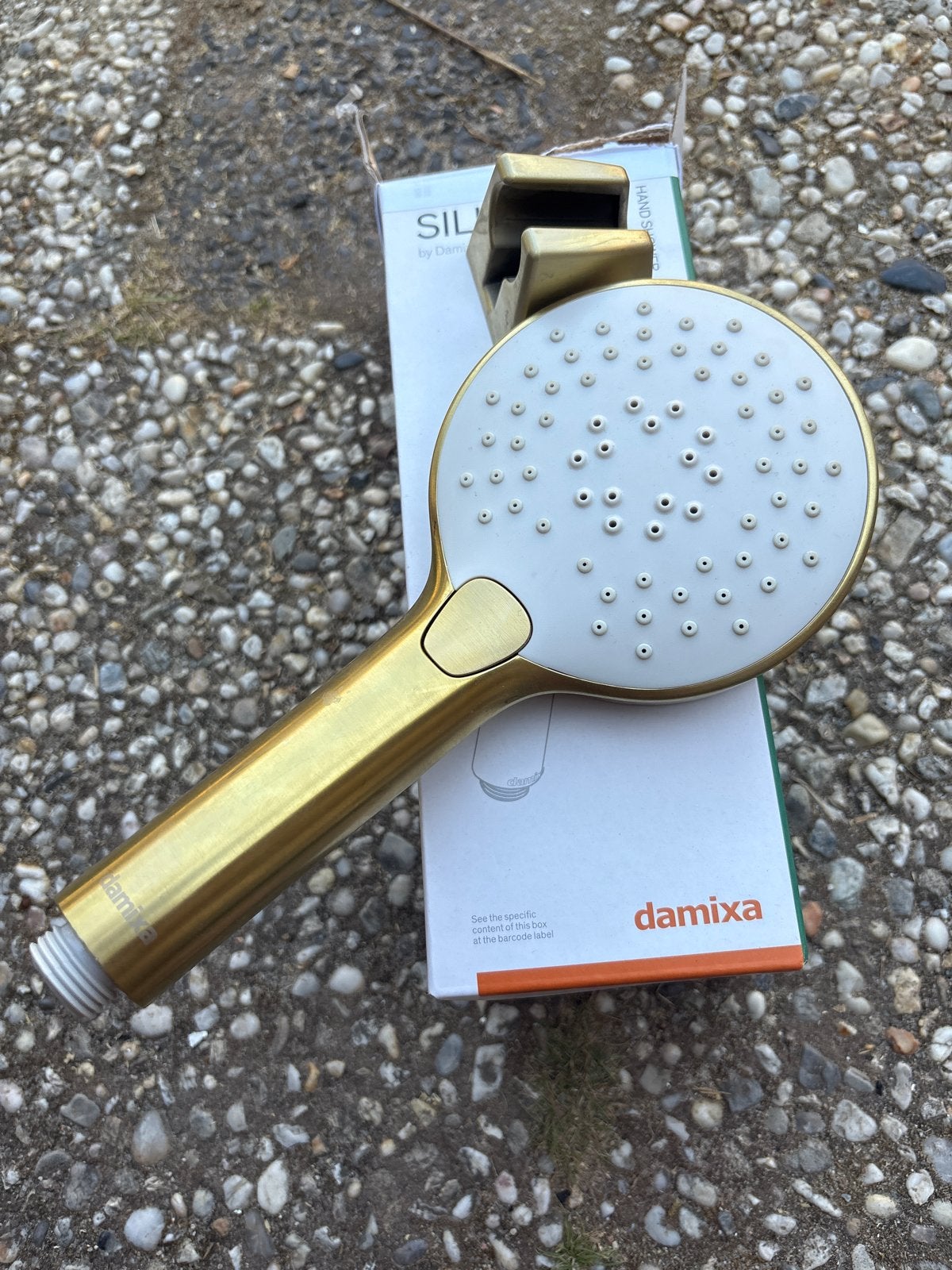 Twee Damixa Silhouet handdouches, goudkleurig, Doe-het-zelf en Verbouw, Ophalen, Nieuw, Chroom, Douche