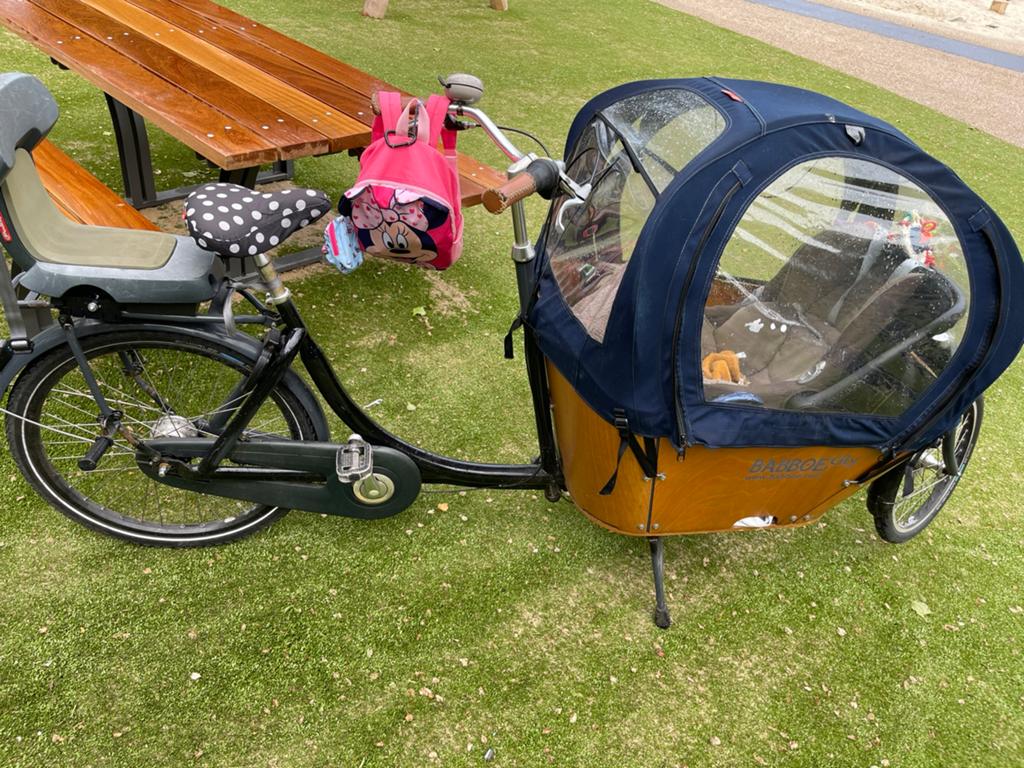 Bakfiets Babboe City met Maxi Cosi adapter en huif, Fietsen en Brommers, Fietsen | Bakfietsen, Overige merken, Huif, Ophalen of Verzenden