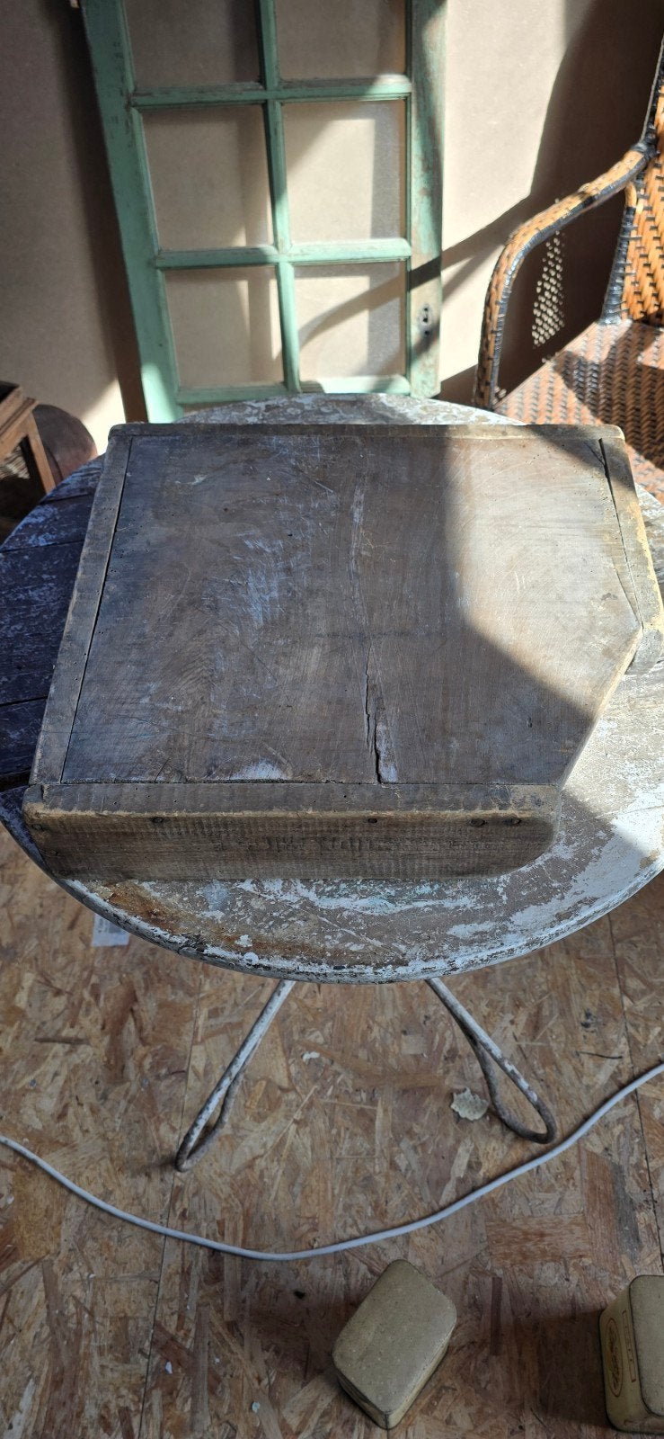 Oude houten snijbak aardappelbak snijplank, Ophalen of Verzenden