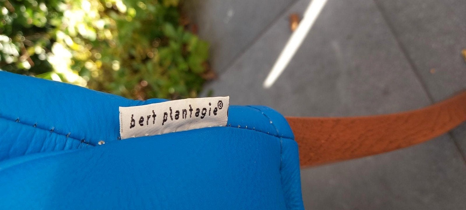 Blauwe leren stoelen bert plantagie, Huis en Inrichting, Stoelen, Ophalen, Blauw, Design, Zo goed als nieuw