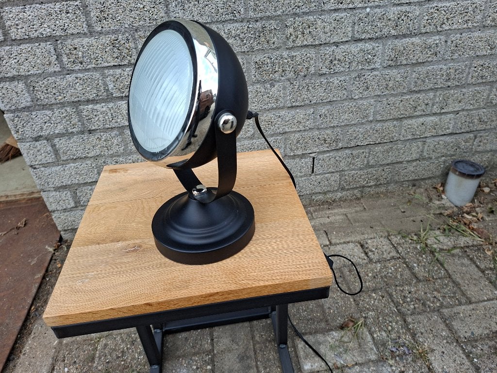 retro koplamp zwarte staande lamp, 30 tot 60 watt, Led-lamp, Zo goed als nieuw, E27 (groot)