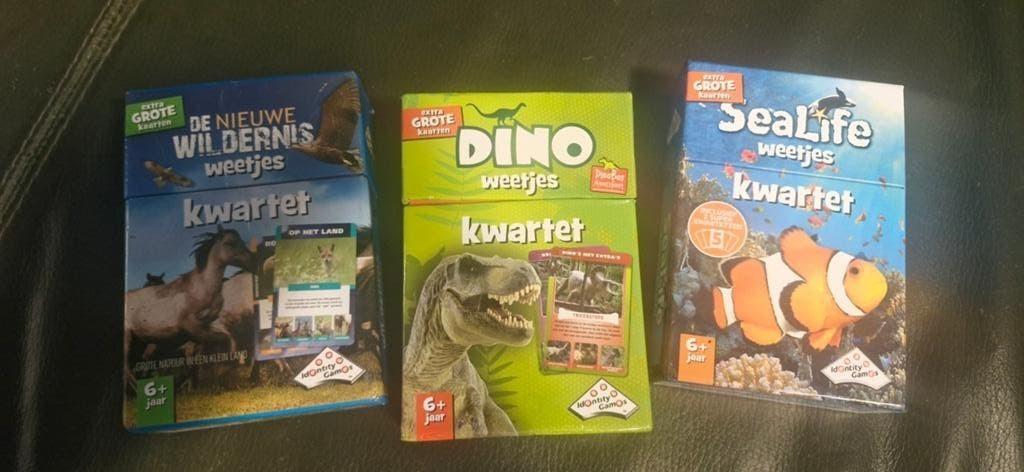 Grote Kwartet Spellen: Dino, SeaLife & Wilde Dieren, Vijf spelers of meer, Ophalen of Verzenden, Gebruikt
