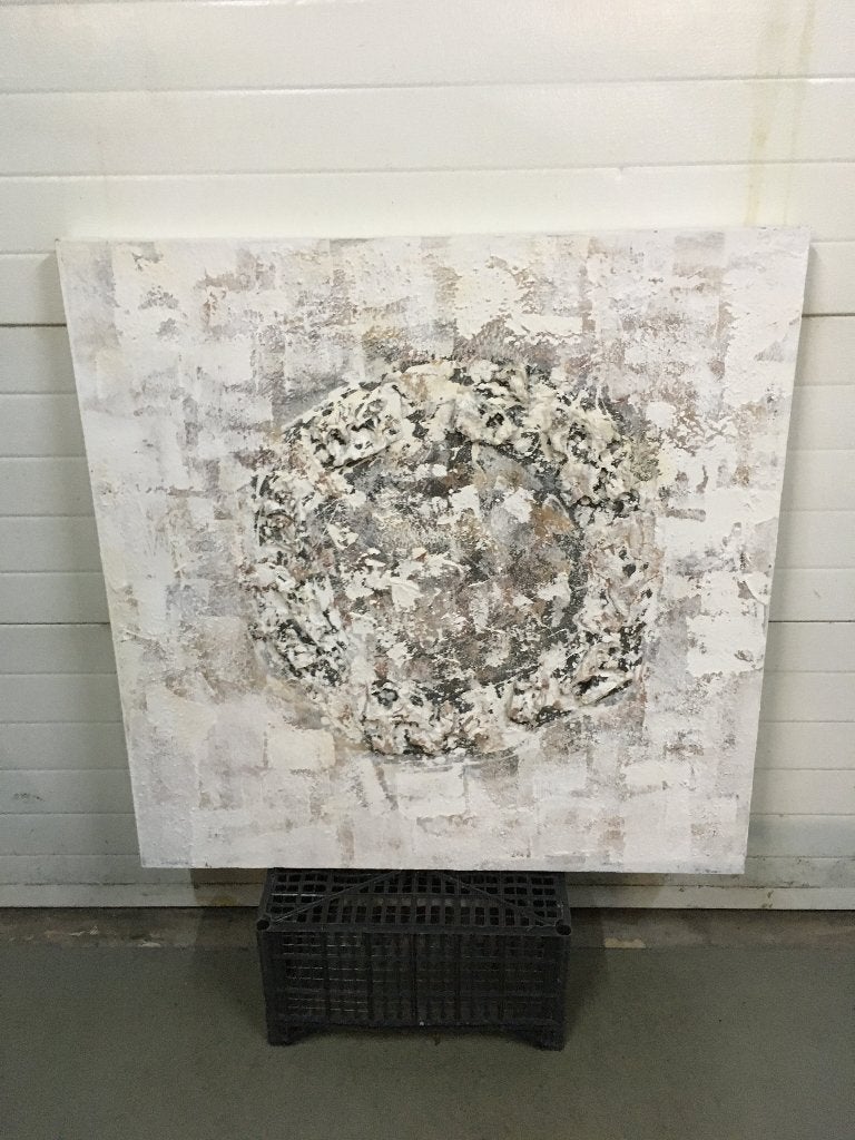 Groot Industrieel 3D Structuur Schilderij 100x100 cm | TEAB, Ophalen, Zo goed als nieuw, Schilderij, 100 tot 125 cm