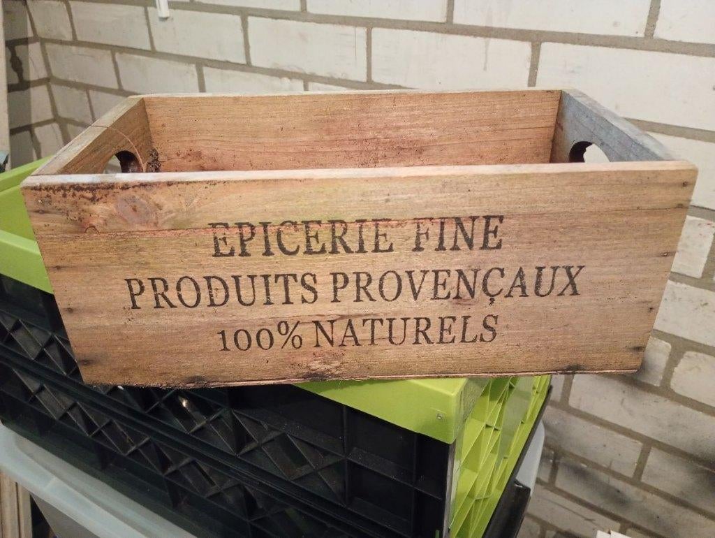 Houten plantenbakje met print, Tuin en Terras, Bloembakken en Plantenbakken, Gebruikt, Minder dan 30 cm, Minder dan 60 cm, Ophalen of Verzenden