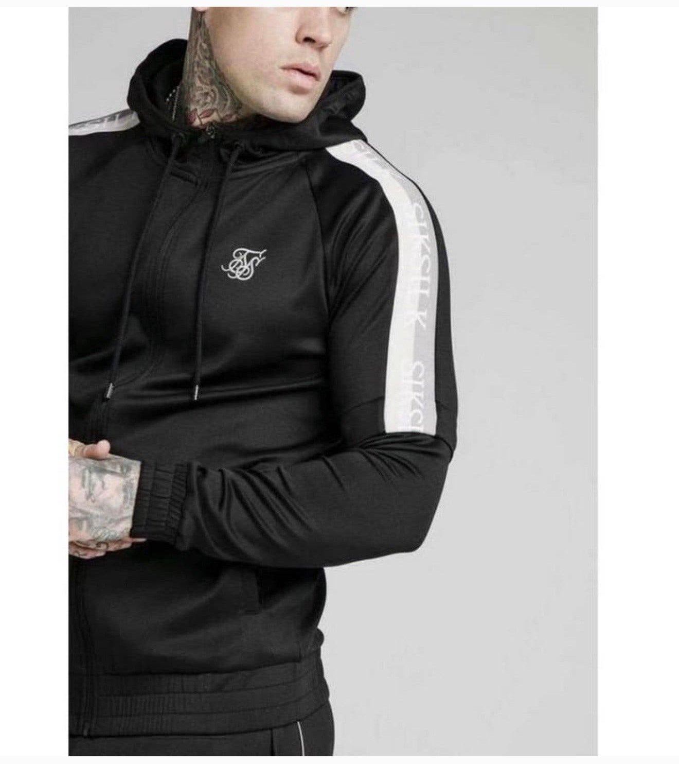 SikSilk - Zip hoodie sleeves design vest xs stoer Capuchon, P, Zwart, P, P