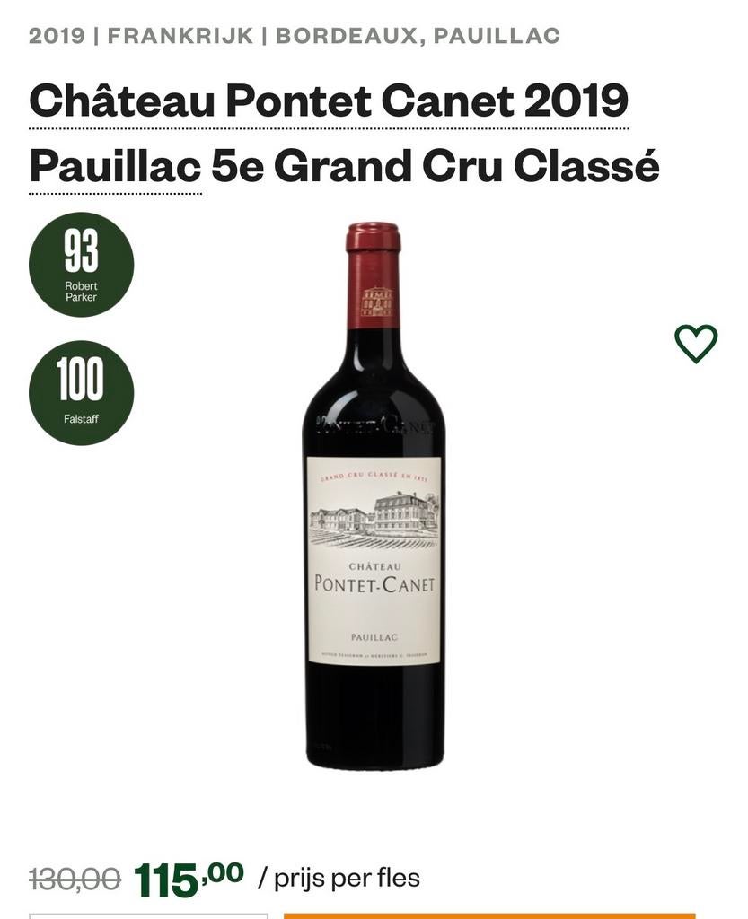 Château Pontet Canet 2019 Pauillac 5e Grand Cru Classé, Verzamelen, Wijnen, Frankrijk, Nieuw, Ophalen of Verzenden, Rode wijn