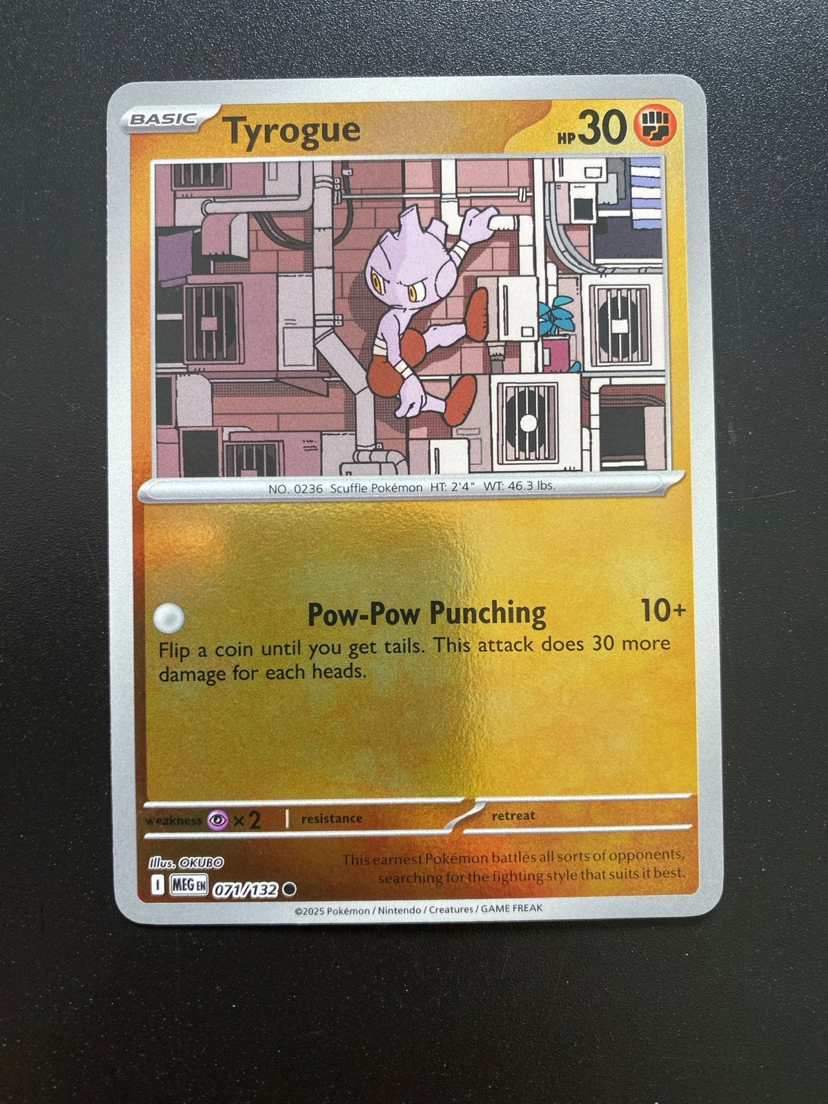 Tyrogue 071/132 Reverse Holo Pokémon Mega Evolution, Ophalen of Verzenden, Zo goed als nieuw, Losse kaart, Foil
