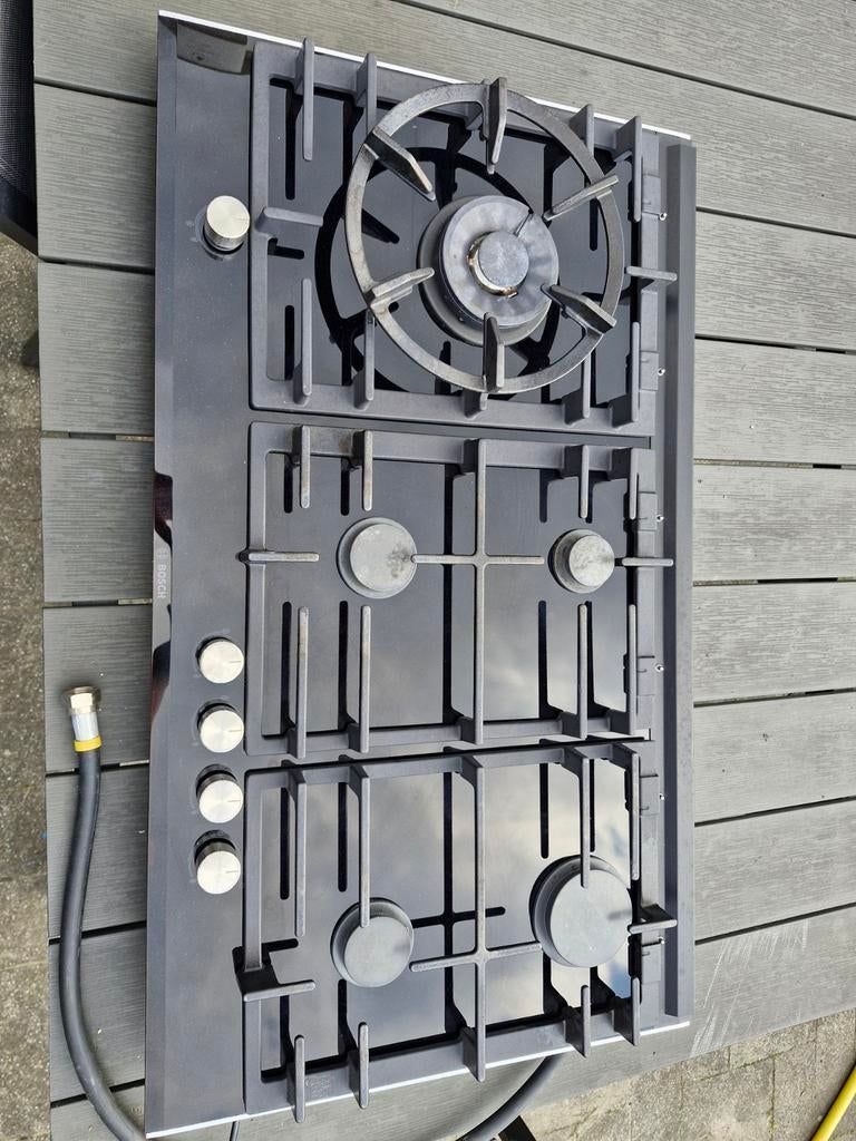 Bosch 5-pits gas op glas kookplaat met wokbrander, Ophalen, Gebruikt, Keramisch, Inbouw