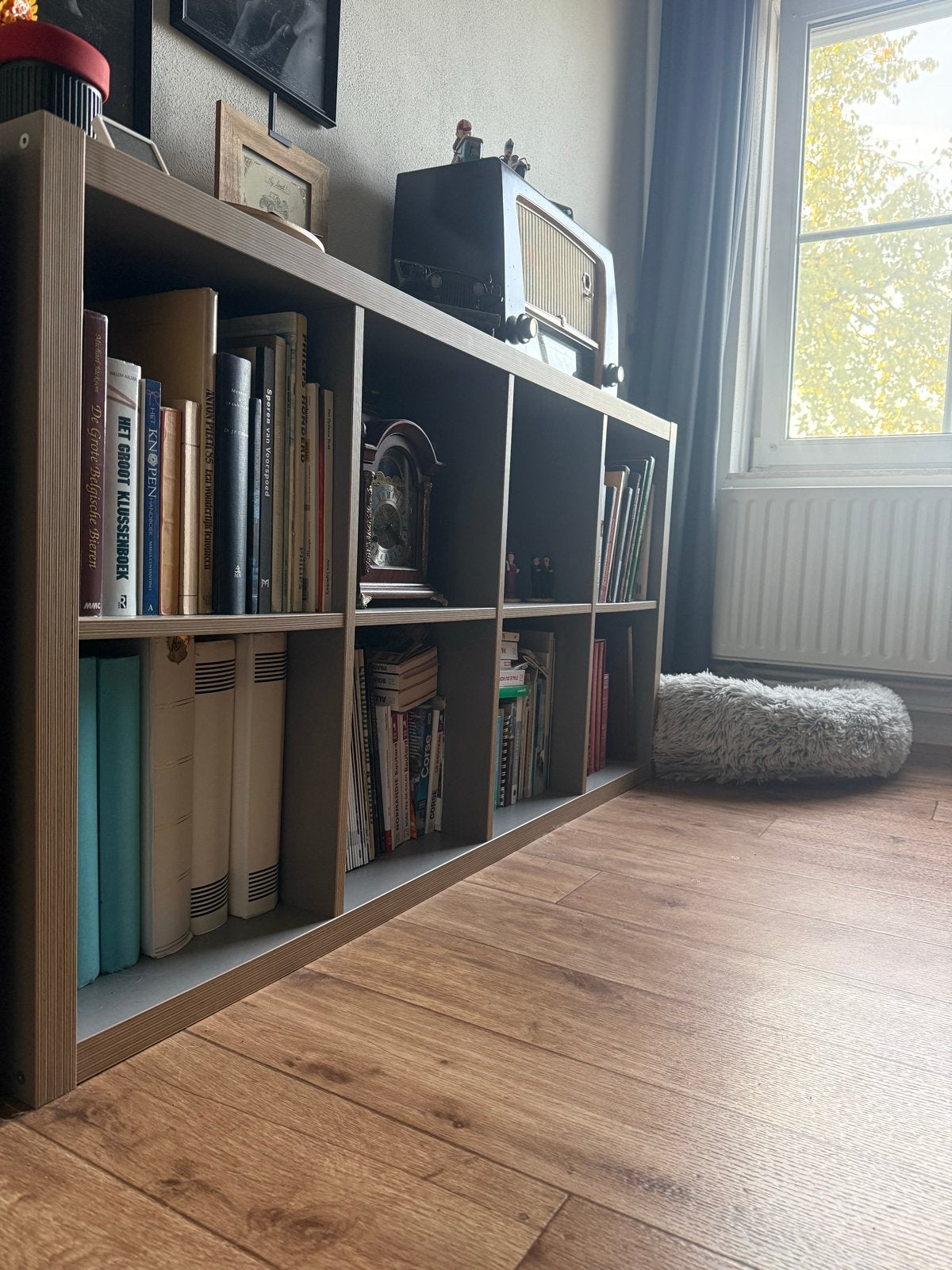 IKEA Kallax Limited Edition Grijs/Licht Hout, Huis en Inrichting, Ophalen, Met plank(en), 100 tot 150 cm, Zo goed als nieuw
