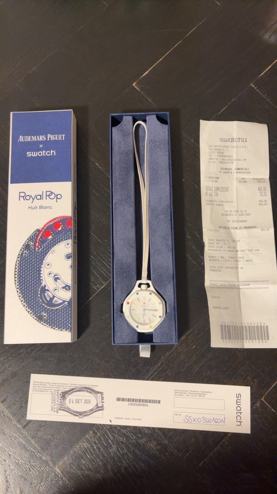 Audemars Piguet x Swatch Royal Pop Huit Blanc Zakhorloge, Swatch, Nieuw, Ophalen of Verzenden, Kunststof
