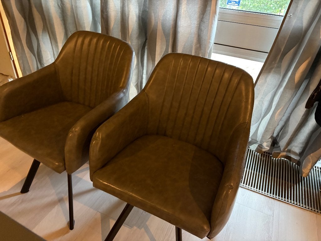 Eet kamerstoelen 6 stuks, Huis en Inrichting, Stoelen, Gebruikt, Vijf, Zes of meer stoelen, Grijs, Ophalen
