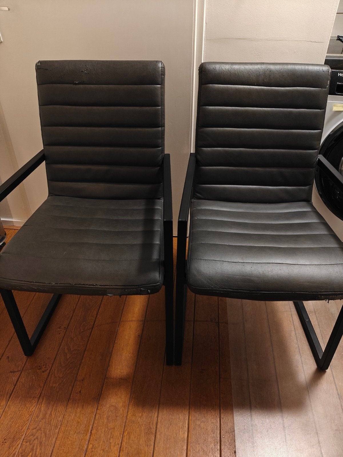 Eetkamerstoelen donkergroen/grijs, Ophalen, Gebruikt, Twee, Overige kleuren
