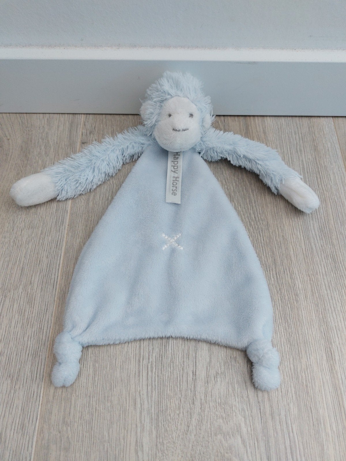 Knuffel knuffeldoekje happy horse aap Mickey blauw L1875, Ophalen of Verzenden, Zo goed als nieuw