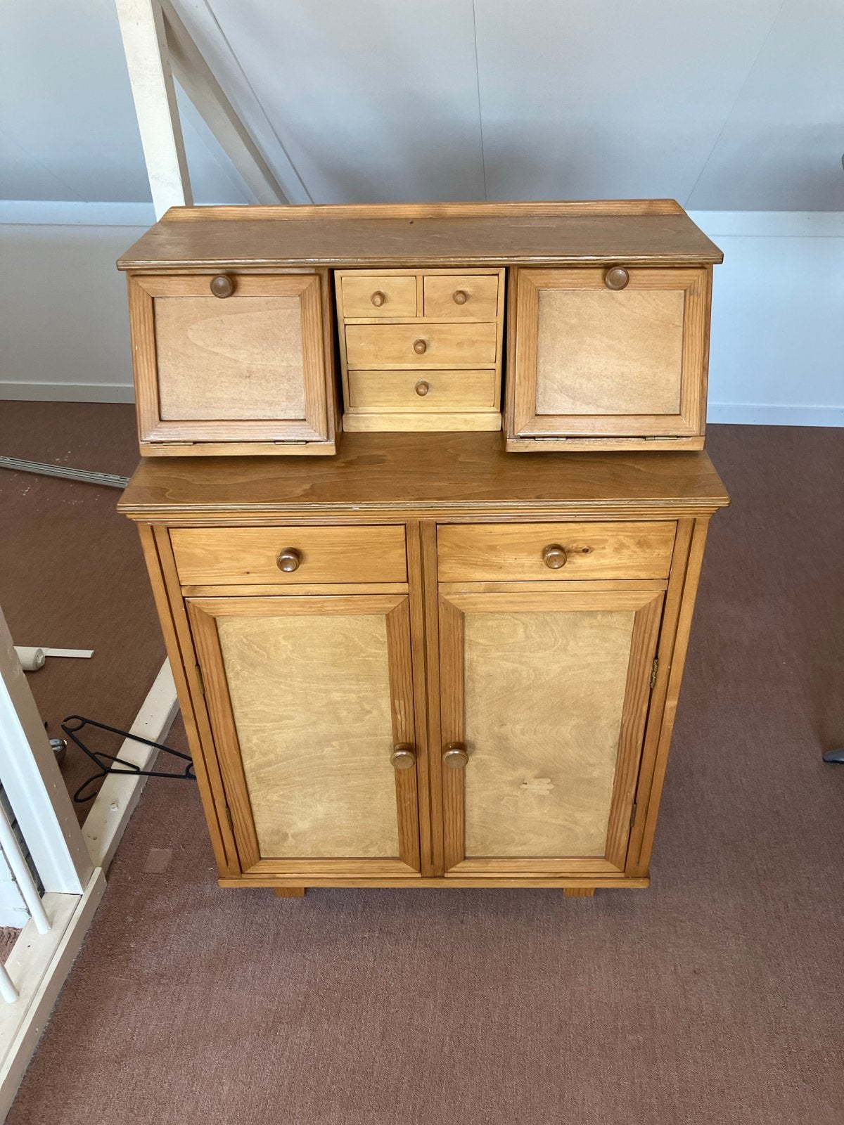 Vintage houten secretaire/kast met lades, Antiek en Kunst, Antiek | Meubels | Kasten, Ophalen