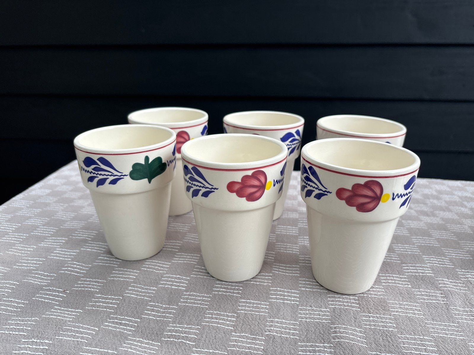 Set van 6 Boerenbont bekers - Landelijke stijl, Gebruikt, Keramiek, Landelijk/Boerenbont, Mok