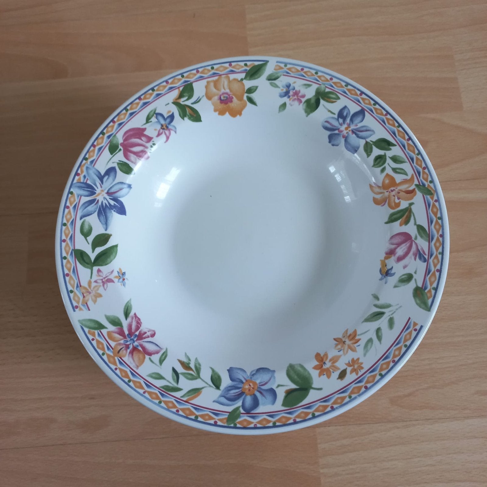 10 diepe borden met bloemmotief - Alpine Spring, Gebruikt, Overige merken, Keramiek, Ophalen of Verzenden