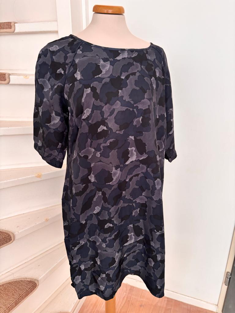 Yaya donkerblauwe jurk met print, maat 40, Kleding | Dames, Ophalen of Verzenden, Gedragen, Maat 38/40 (M), Blauw