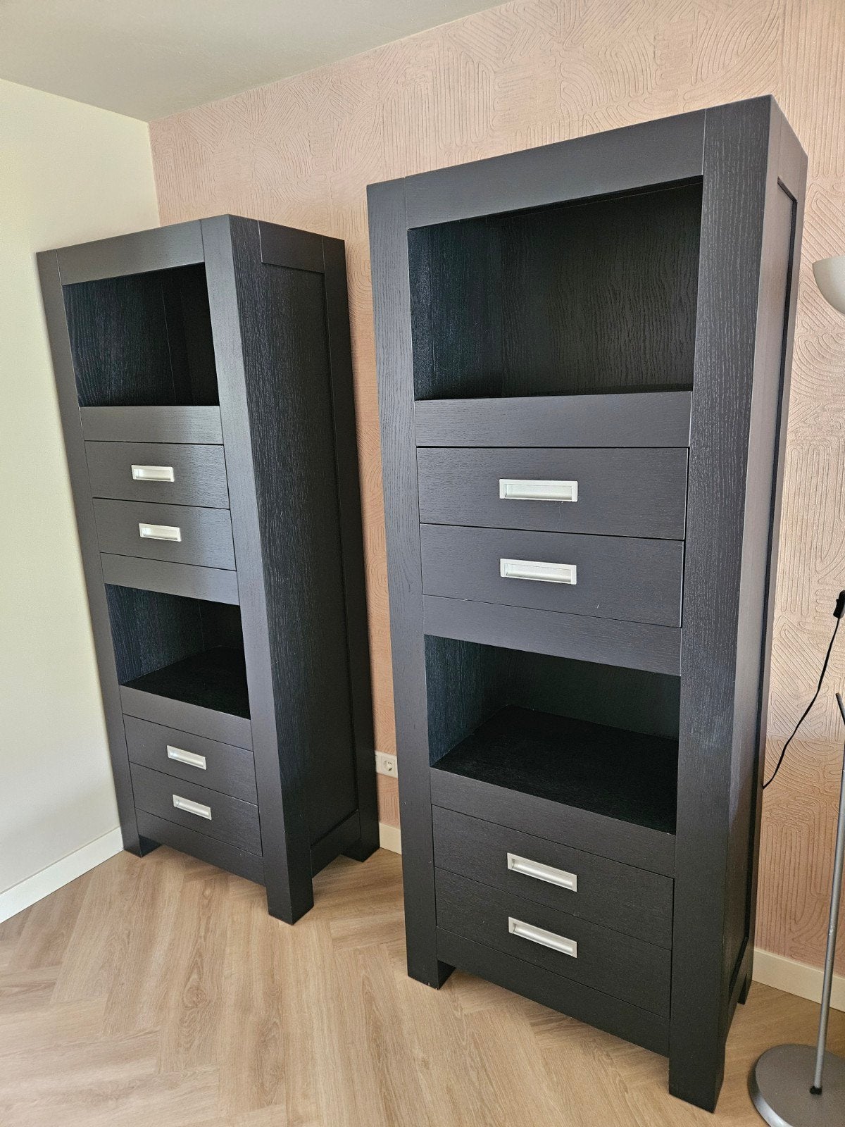 Zwarte meubelset, 2 kasten en tv-meubel, Ophalen, Zo goed als nieuw, 25 tot 50 cm, Minder dan 100 cm