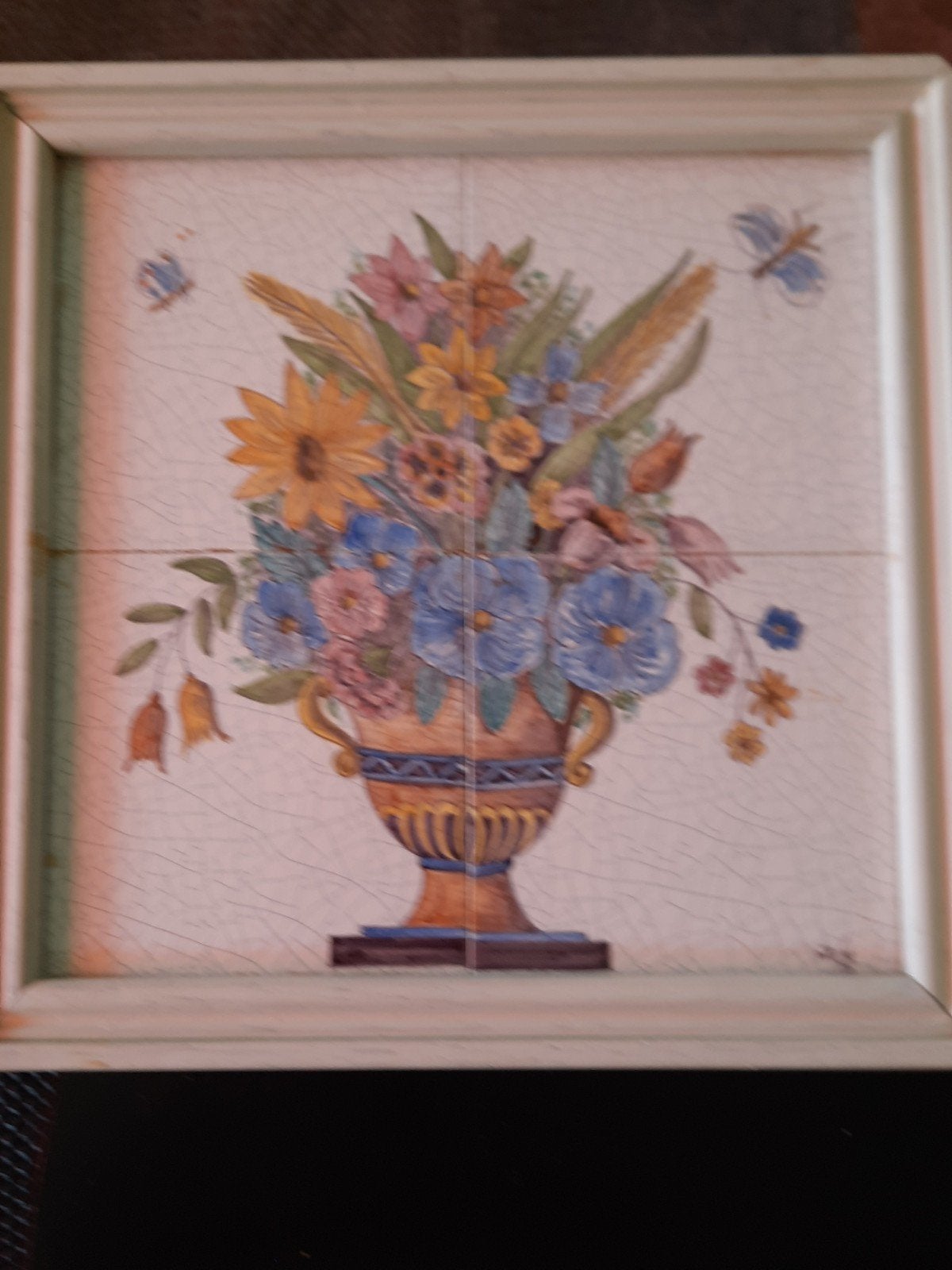 Westraven Tegel Tableau - Bloemstuk - 30x30 cm, Ophalen of Verzenden