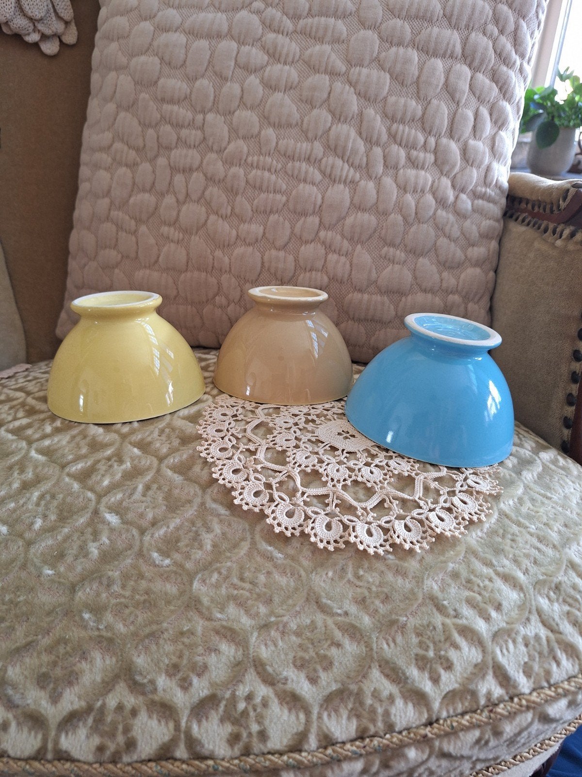 3 Brocante Pastel Spoelkommen Boch    ** Mimosa **, Ophalen of Verzenden