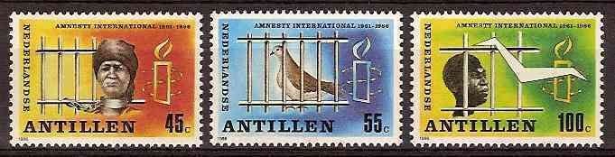 Nederlandse Antillen 843/5 postfris Amnesty 1986, Postzegels en Munten, Ophalen of Verzenden, Postfris