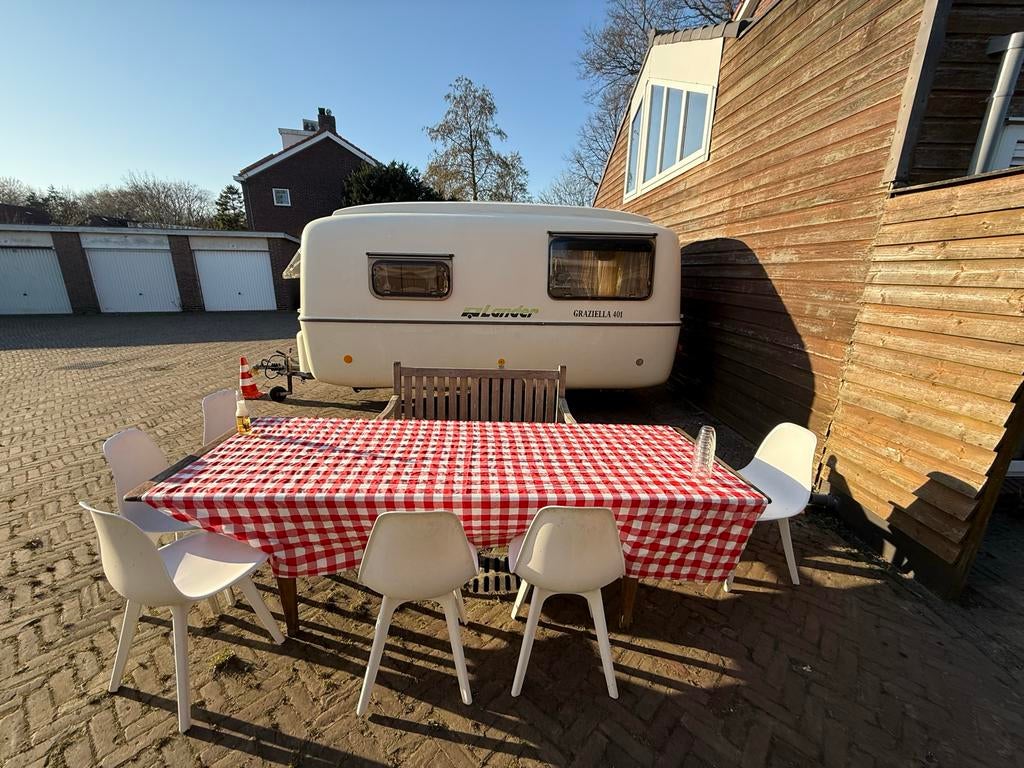Compacte Lander Graziella 401 Caravan - Klaar voor Avontuur!, Caravans en Kamperen, Caravans, Overige merken, Rondzit, Omvormbare zithoek