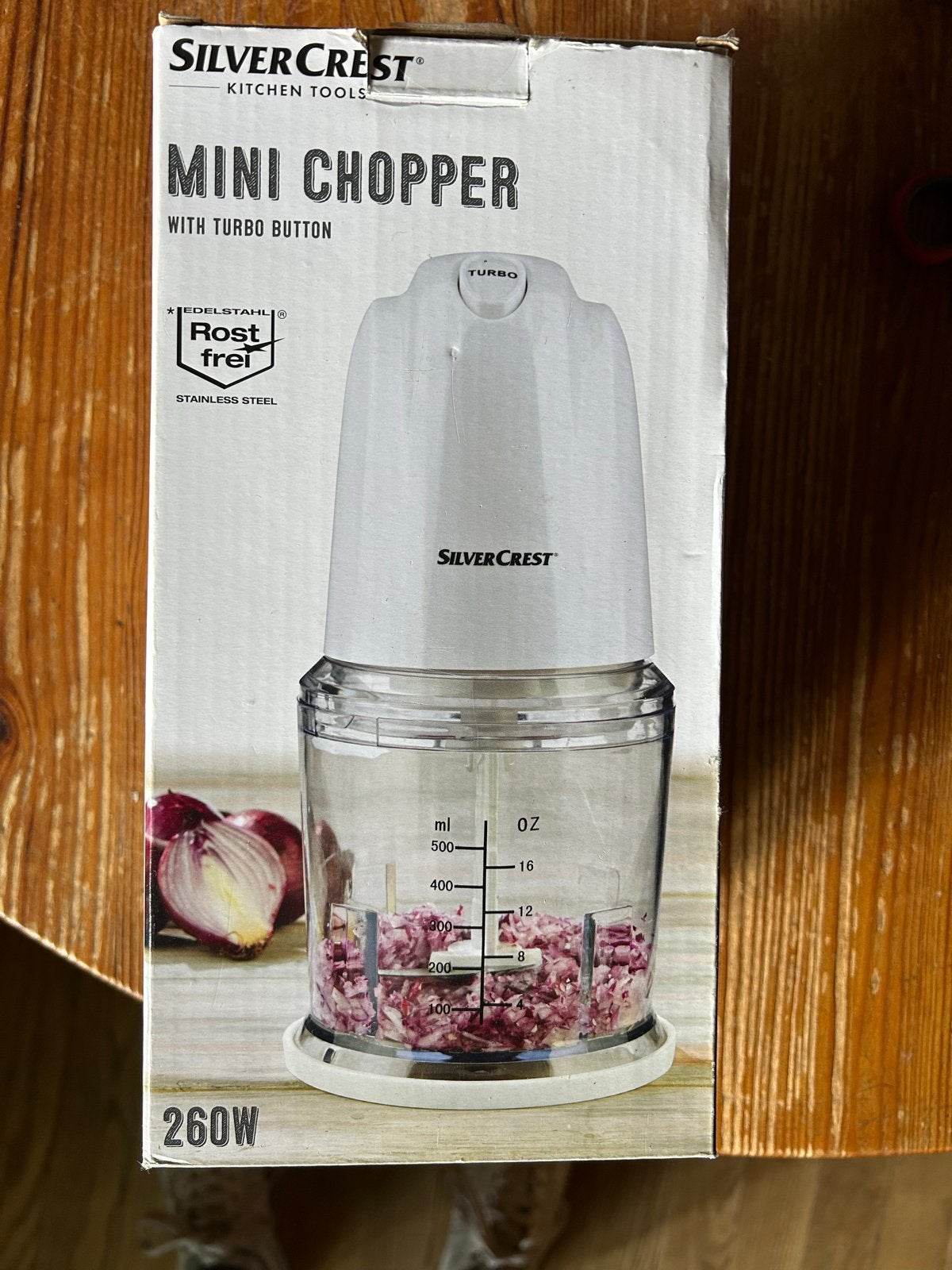 SilverCrest Mini Chopper met Turboknop - 260W, Nieuw, Ophalen of Verzenden, Vaatwasserbestendig, Minder dan 1 liter