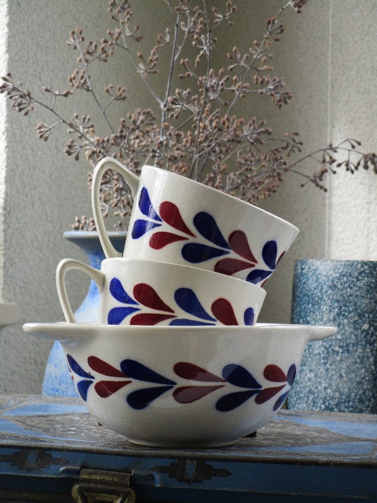 Boch, boeren-bont druppel servies, Ophalen of Verzenden
