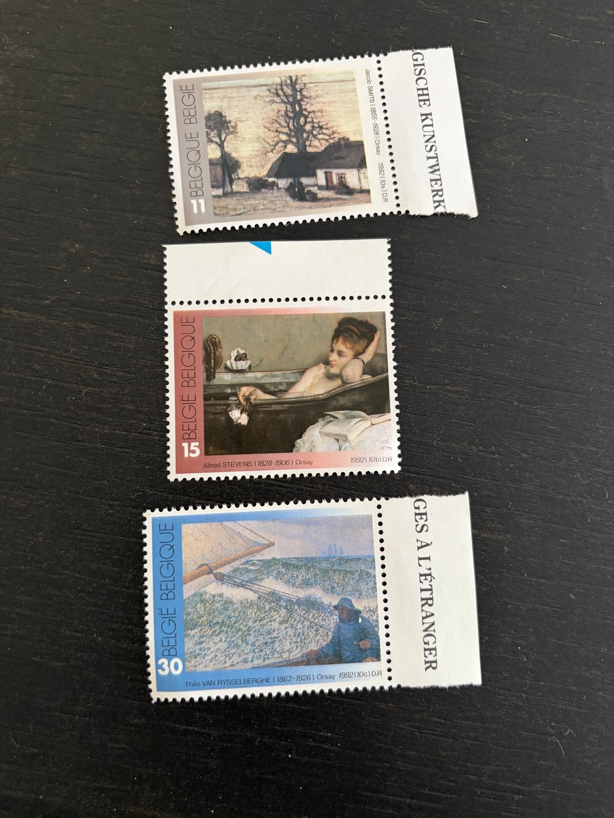 Belgische Postzegels Kunstwerken 1992 (3 stuks), Ophalen of Verzenden