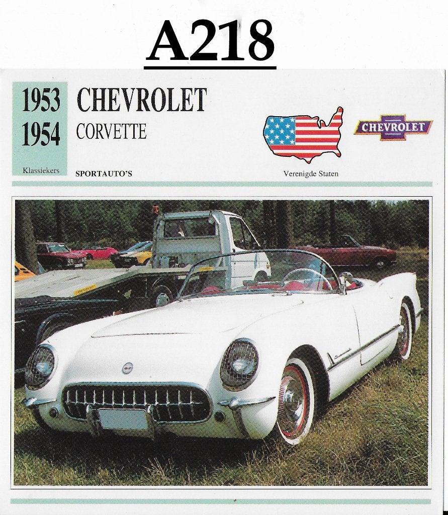 Ak218 autokaart chevrolet corvette ( 1953 / 1954 ), Ophalen of Verzenden, Zo goed als nieuw, Auto's