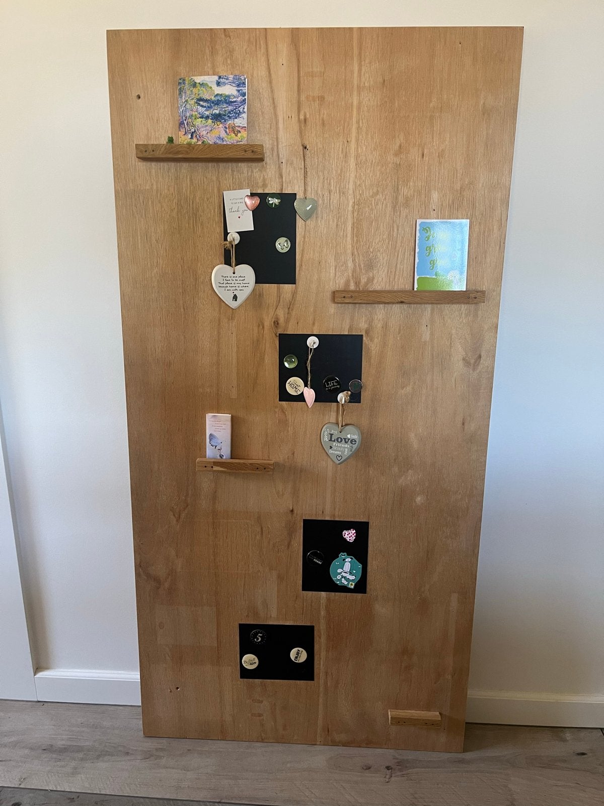Houten Wandbord met Plankjes en Magneetvlakken - 160x80cm, Ophalen, Gebruikt, Hout, 160 cm