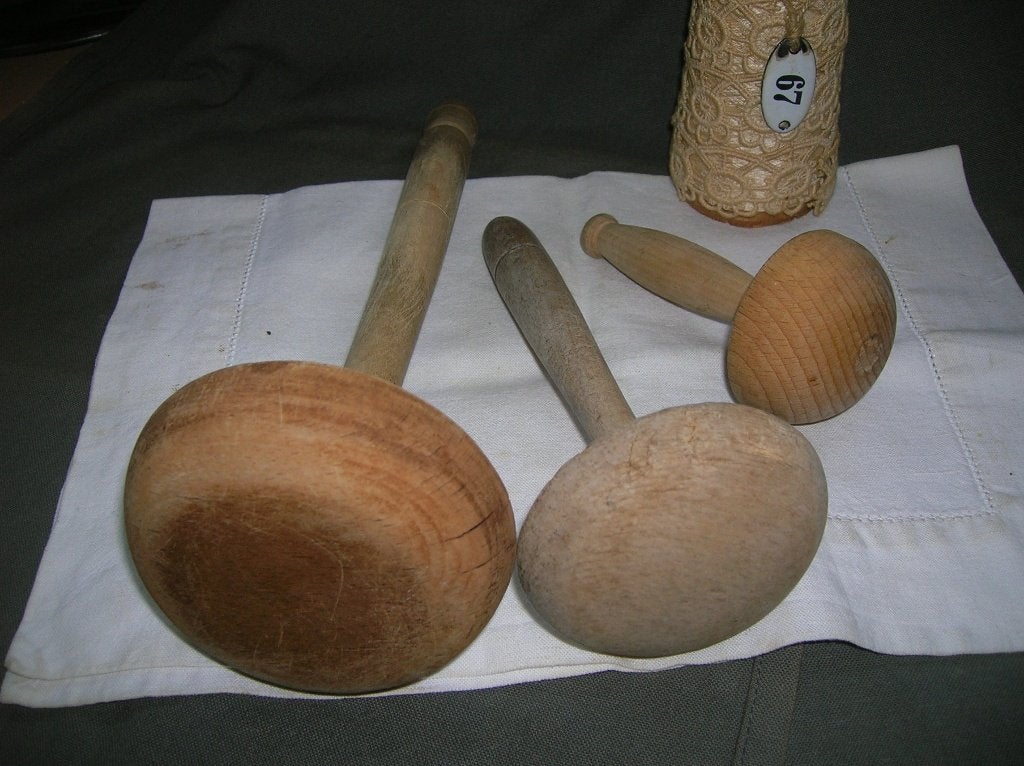 3 x oude houten groentenstamper div. maten 29 /20,5 en 13 cm, Antiek en Kunst, Ophalen of Verzenden